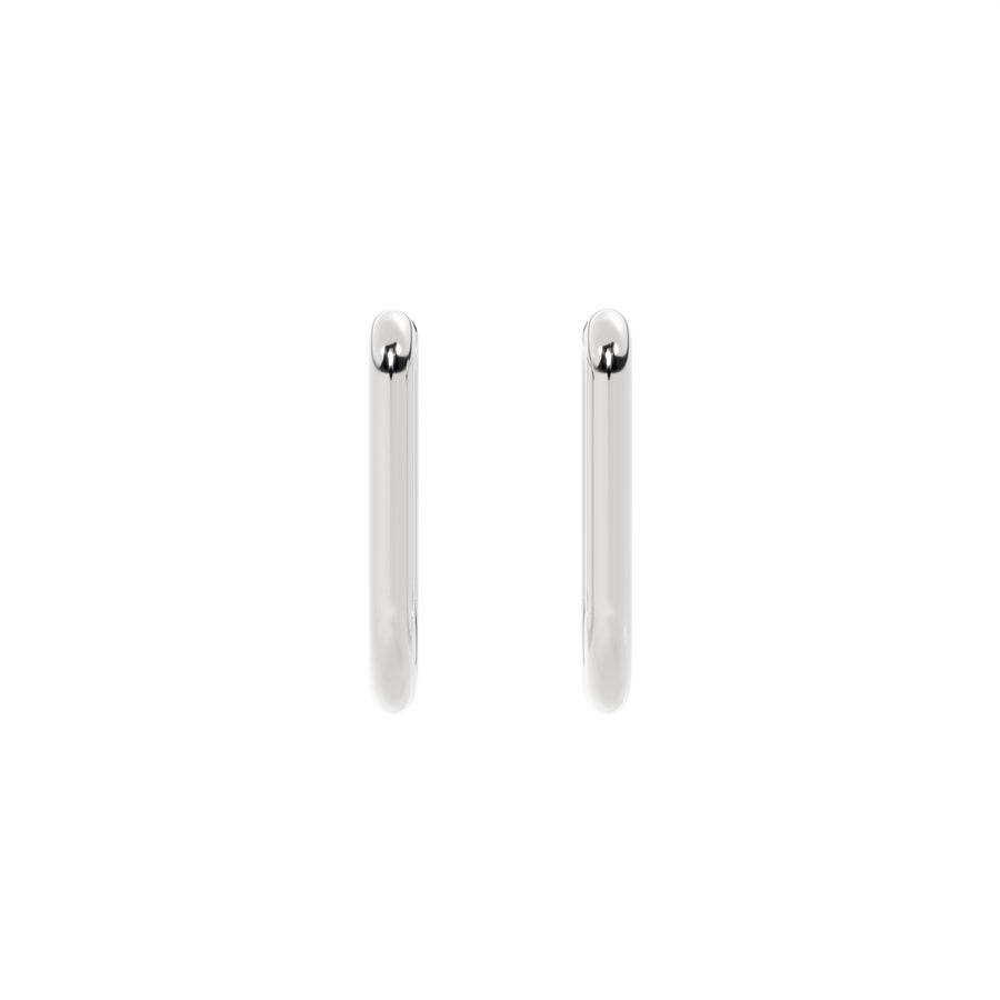 14K White Gold 'U' Hoops