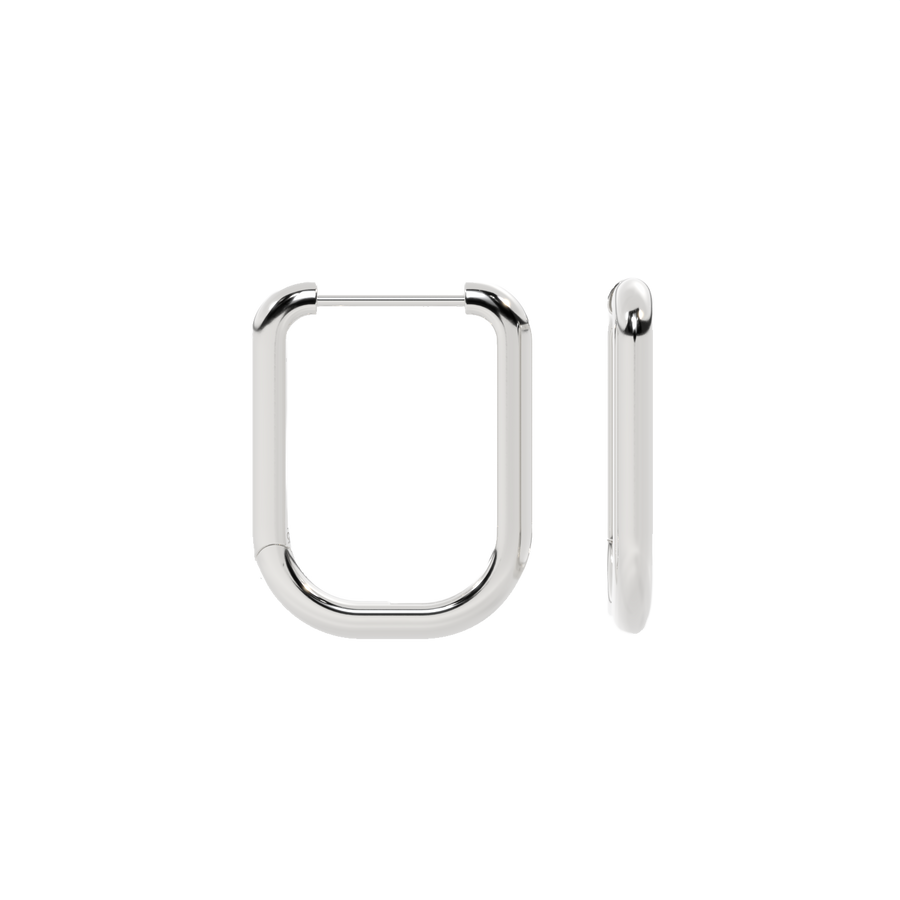 14K White Gold 'U' Hoops