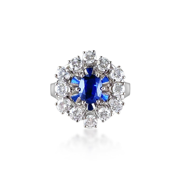 Vintage Sapphire and Diamond Cluster Ring