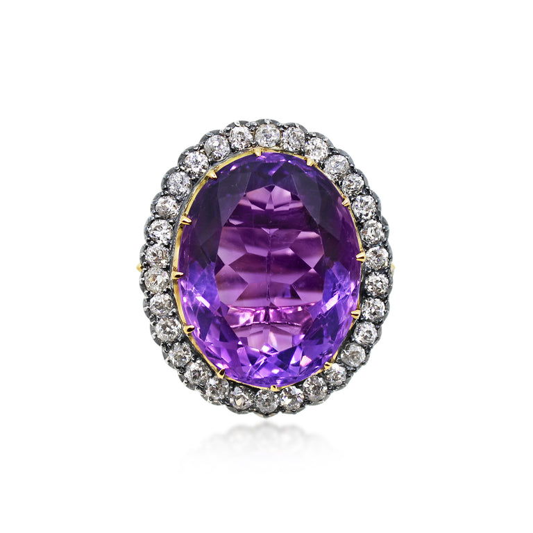 Antique Victorian Oval Cut Amethyst Cocktail Ring