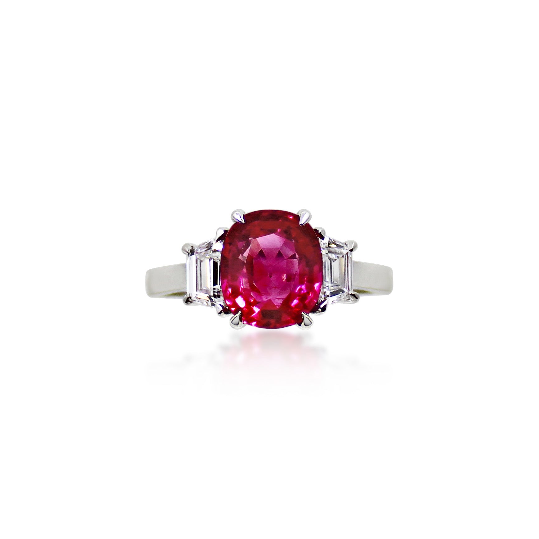 Ruby Sn Vintage Ruby and Trapeze Diamond Trilogy Ring – Fenton