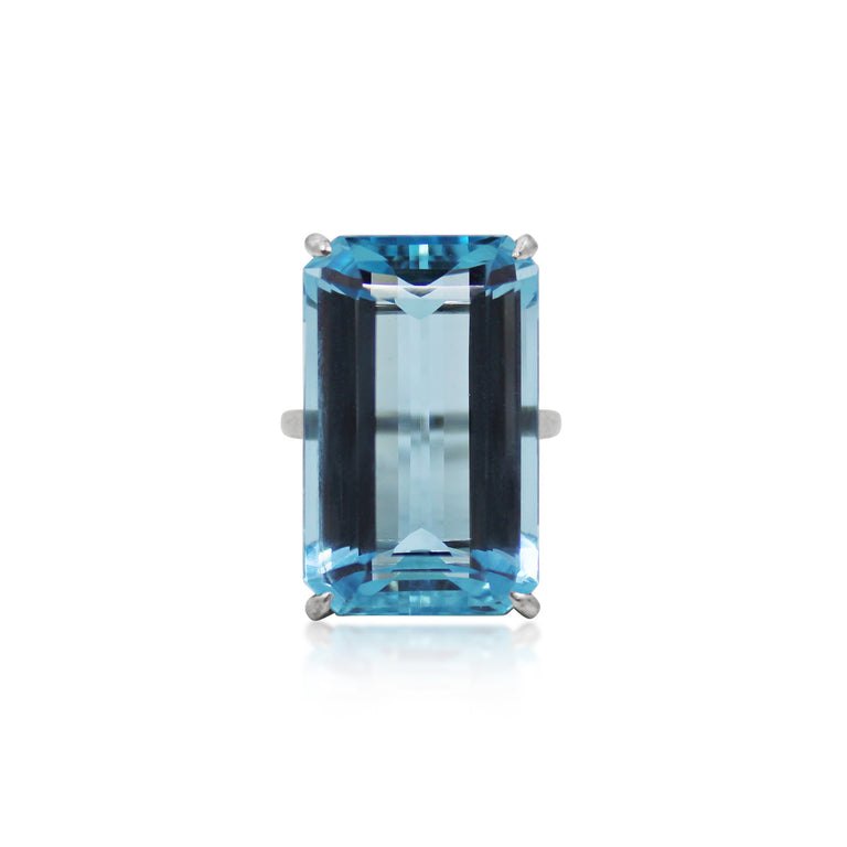 Vintage Emerald Cut Aquamarine Cocktail Ring