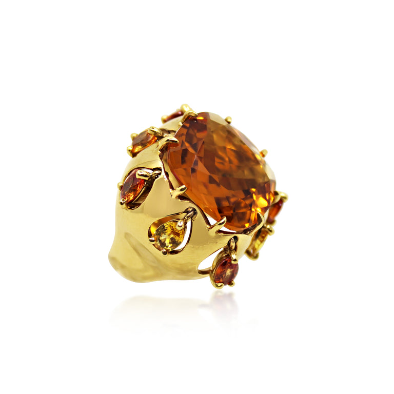 Vintage 1950s Citrine Cocktail Ring