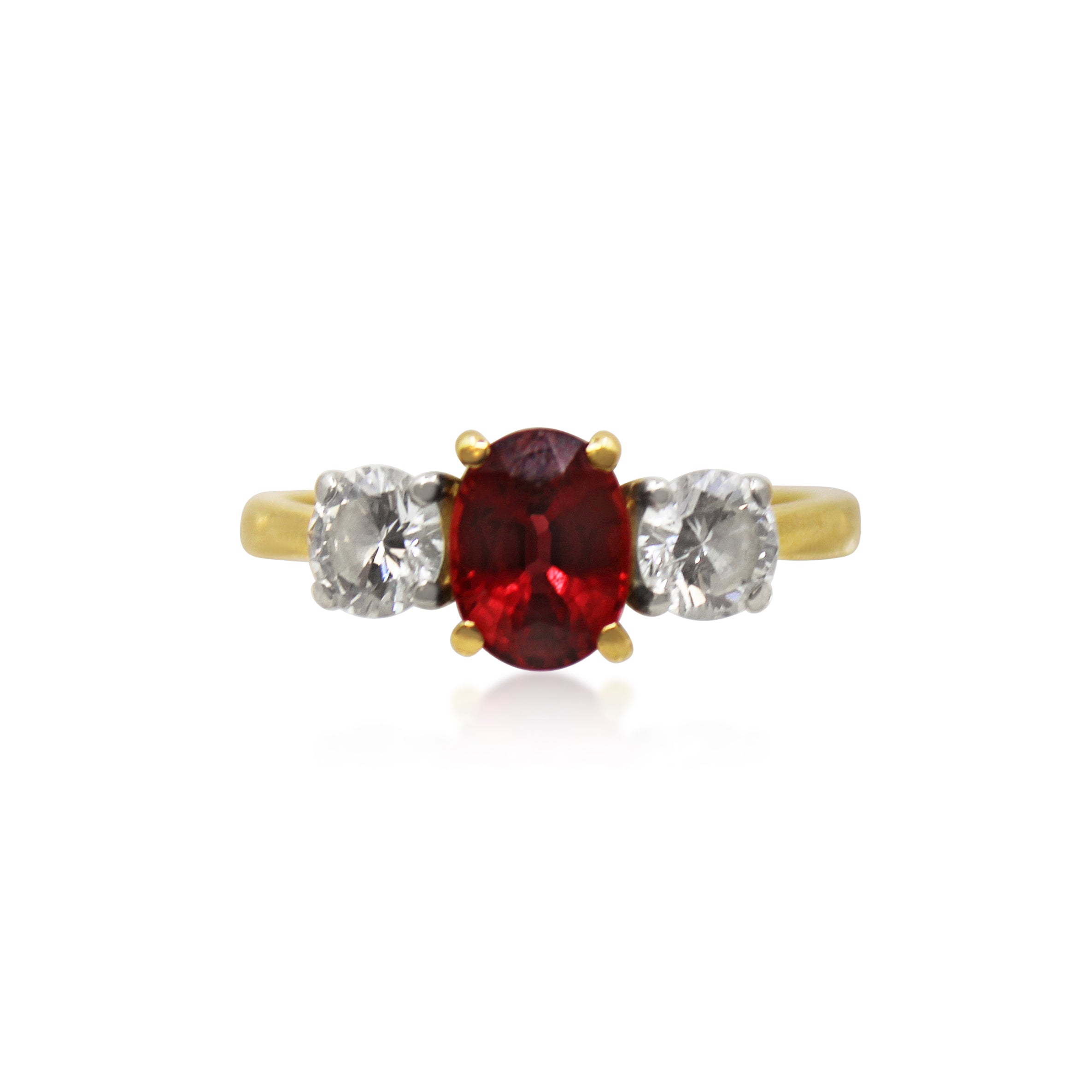 Oval Ruby and Diamond 3 Stone Ring – Fenton