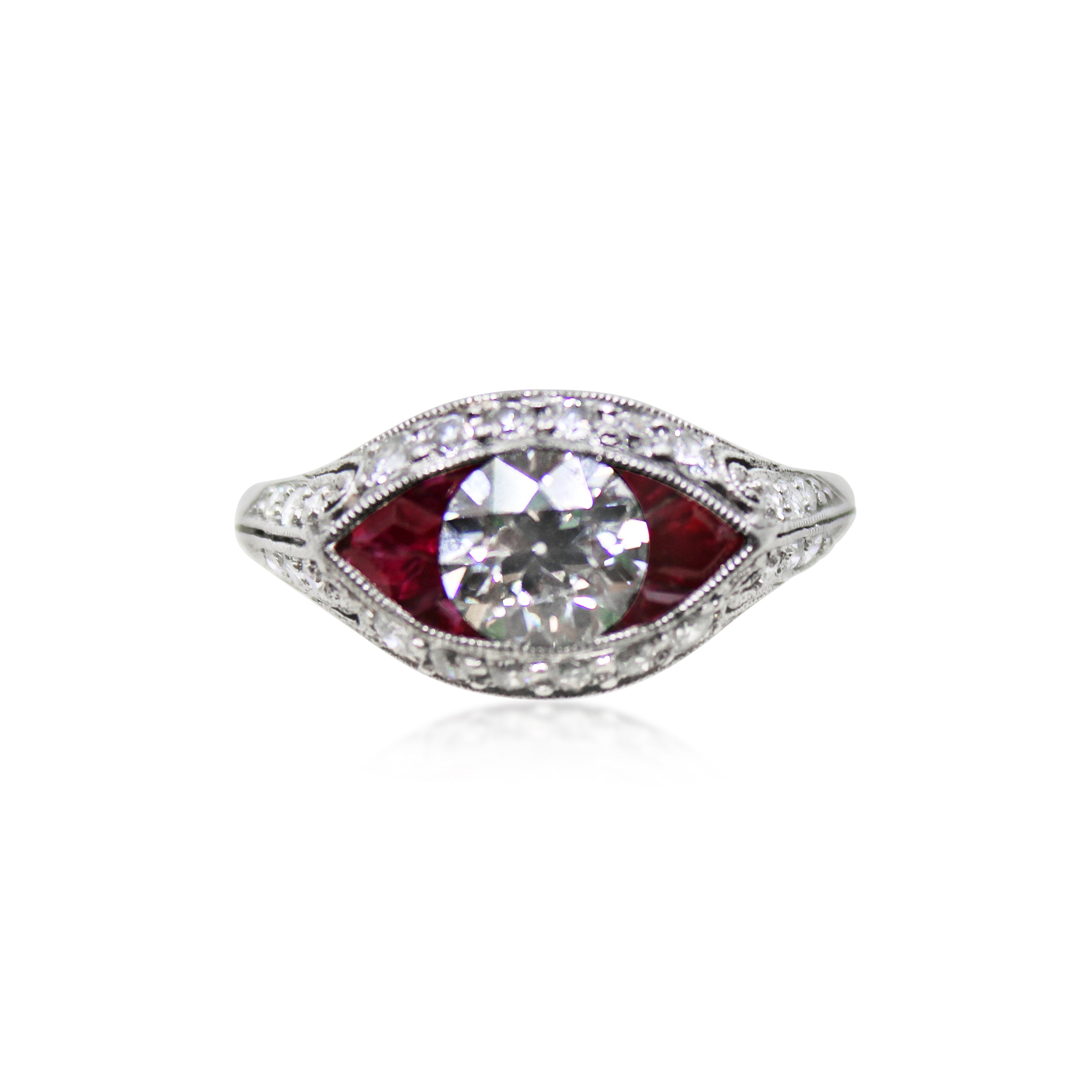 Vintage Art Deco Diamond and Ruby Boat-Shape Ring – Fenton