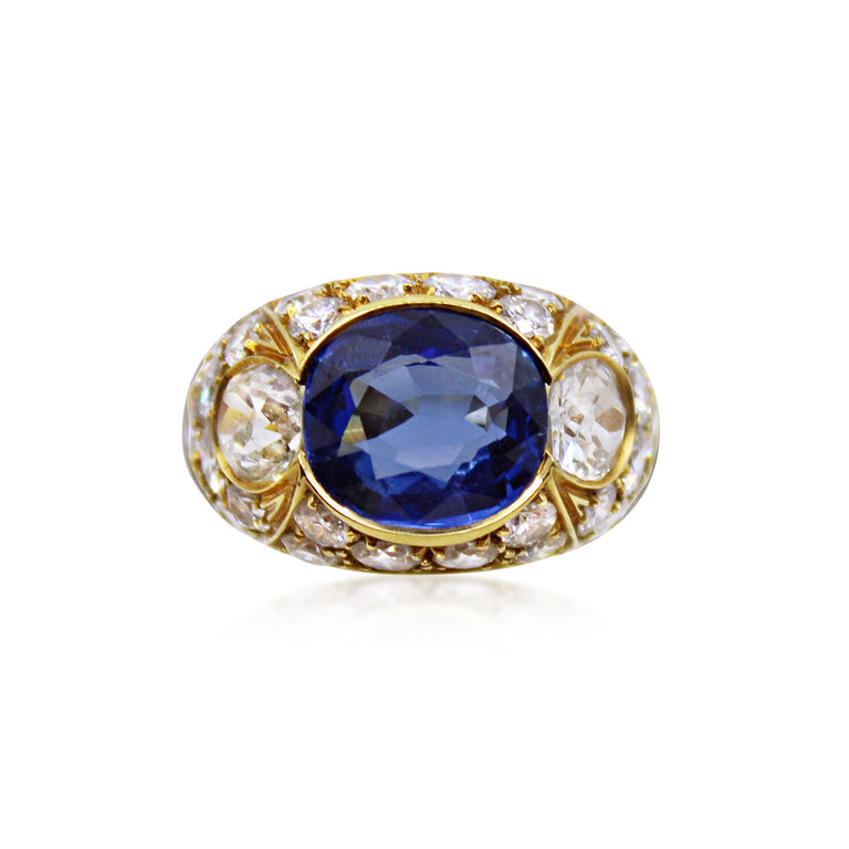 Vintage Sapphire and Diamond Bombé Ring