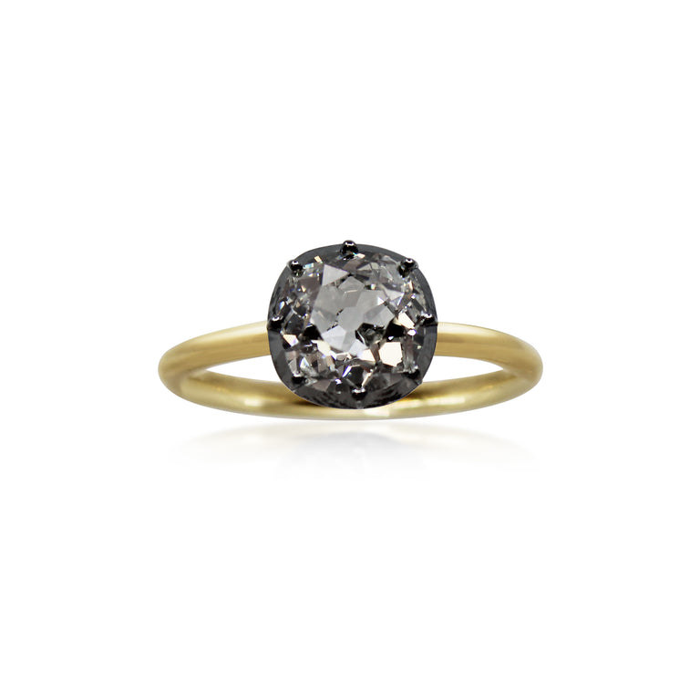 Button Back 1.54ct Old Mine Cut Diamond Solitaire in 18K Yellow Gold