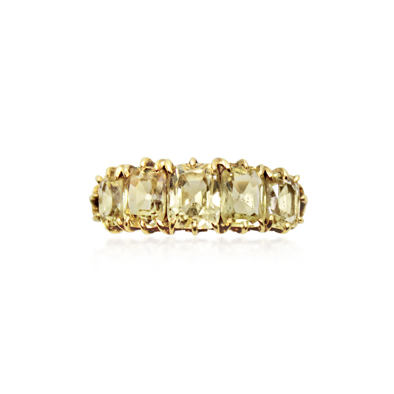 Antique Yellow Sapphire 5-Stone Ring in Yellow Gold