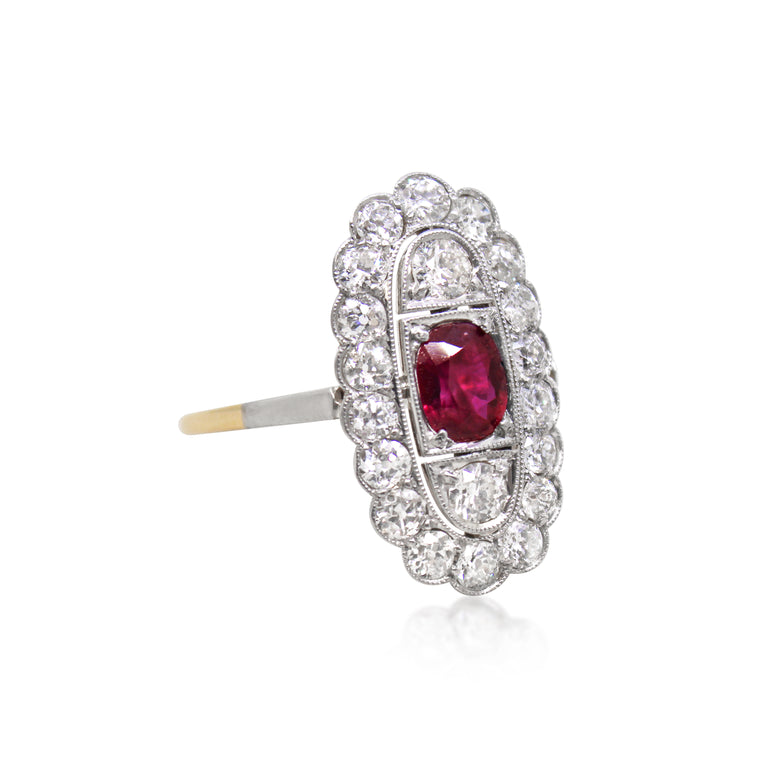 Antique Edwardian Ruby and Diamond Panel Ring