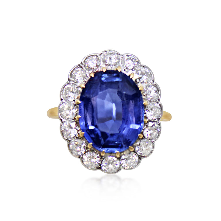 Vintage Sapphire and Diamond Cluster Ring