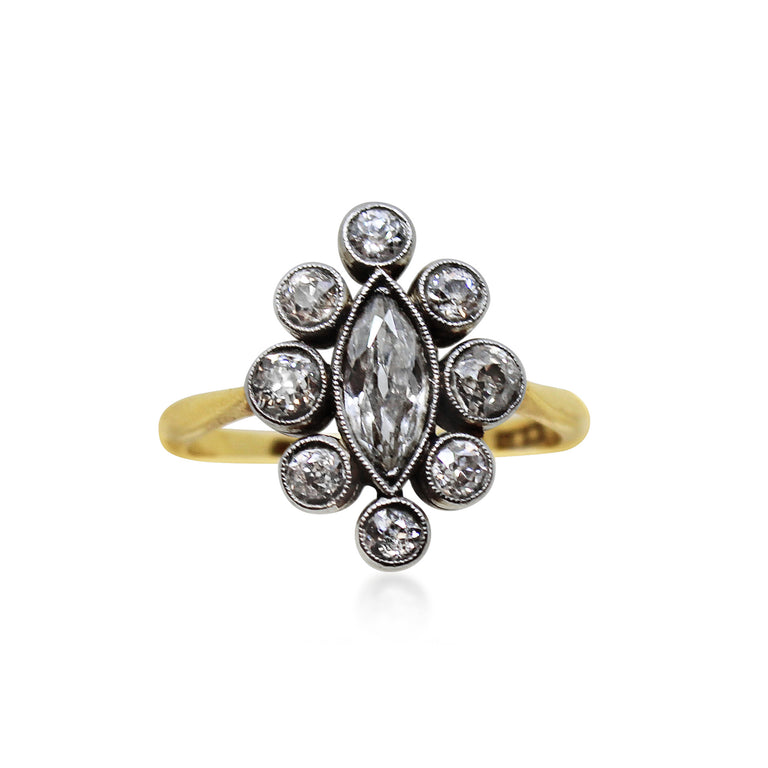 Antique Edwardian Marquise Cluster Ring