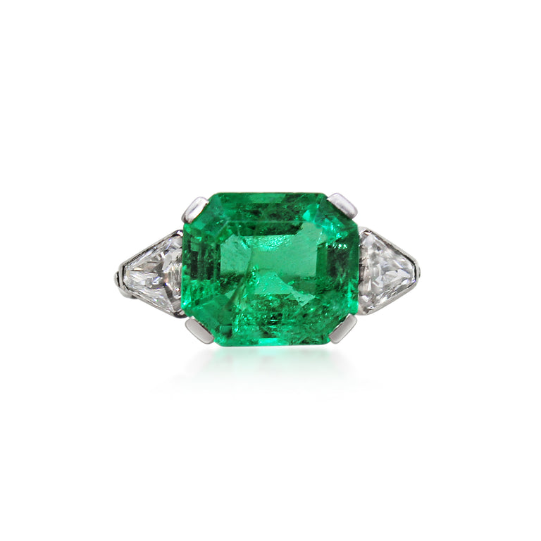 Antique Art Deco Emerald and Diamond Ring