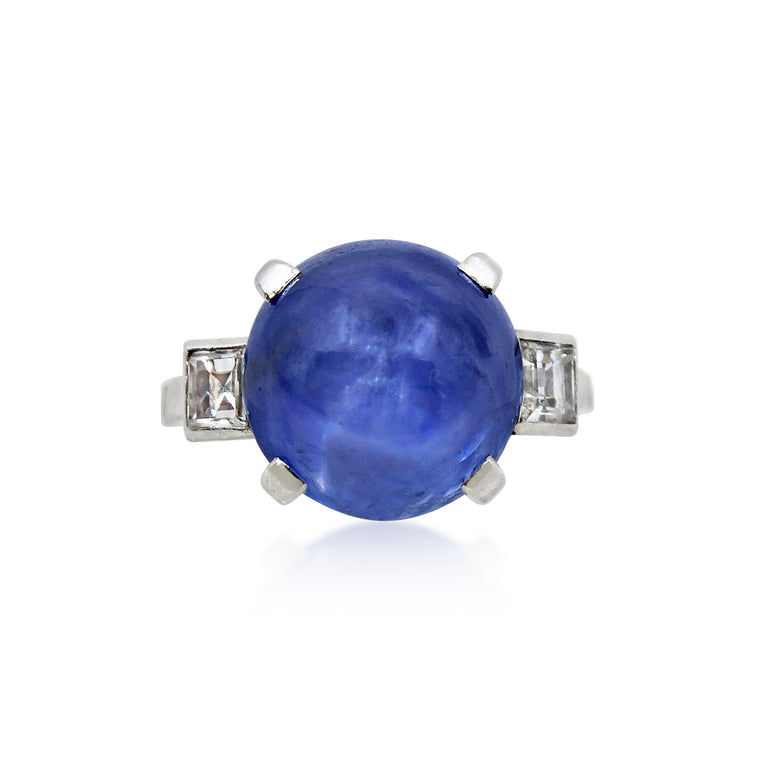 Antique Art Deco Star Sapphire and Diamond Ring