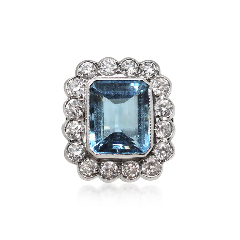 Vintage Aquamarine and Diamond Cocktail Ring