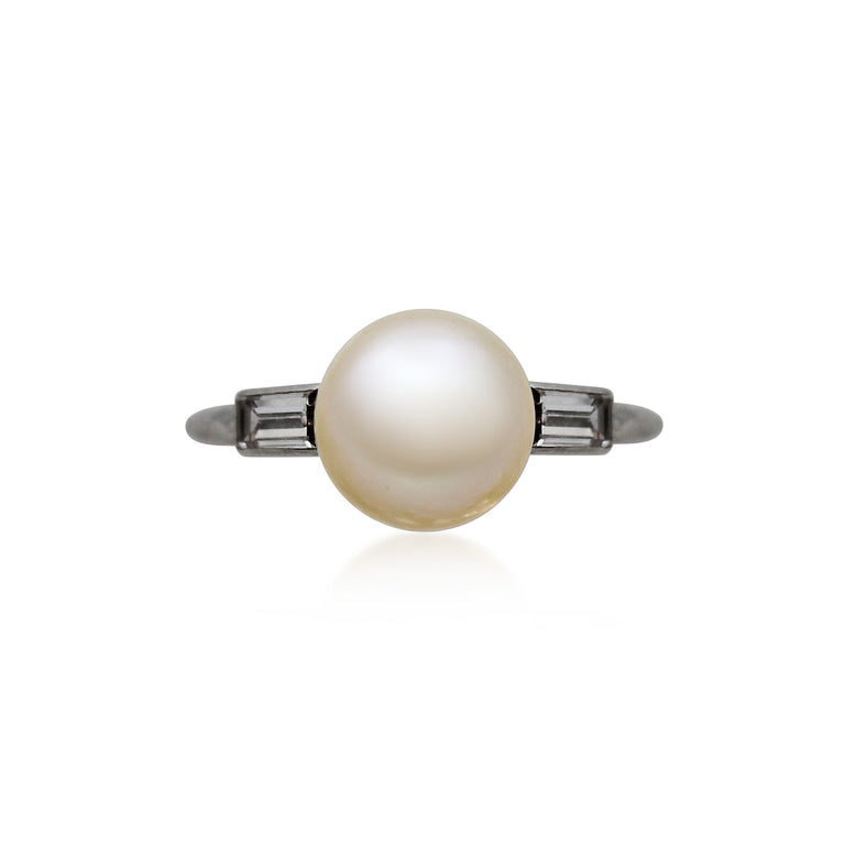 Antique Art Deco Natural Pearl and Diamond Ring