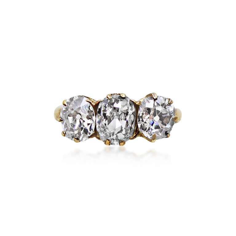 Antique Diamond Three-stone Half-hoop Ring