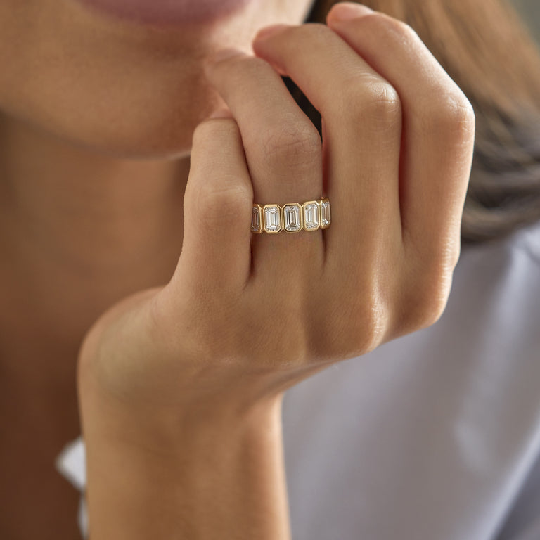 The Aria, Emerald, Lab Grown Diamond, 18K Rose Gold Ring