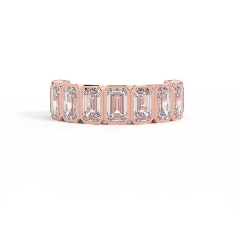 The Aria, Emerald, Naturally Mined Diamond, 18K Rose Gold Ring