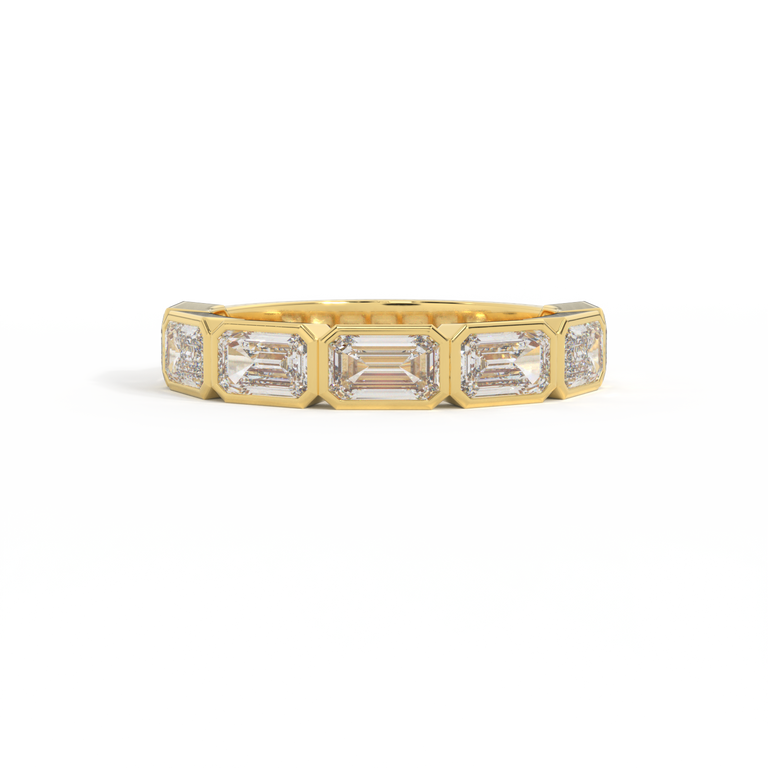 The Aria, Emerald, Naturally Mined Diamond, 18K Yellow Gold Ring