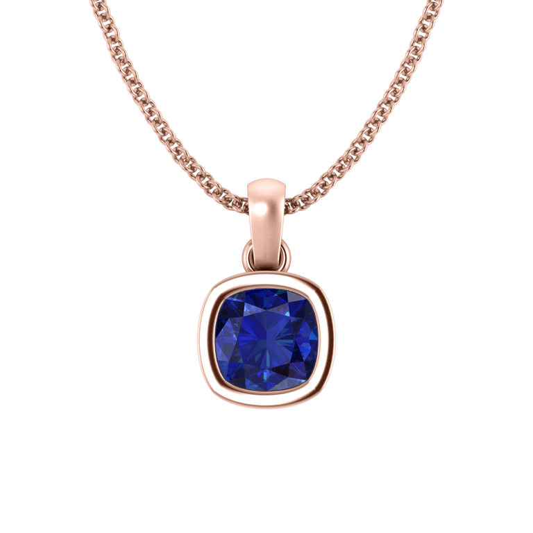 Bezel Blue Sapphire Pendant Necklace