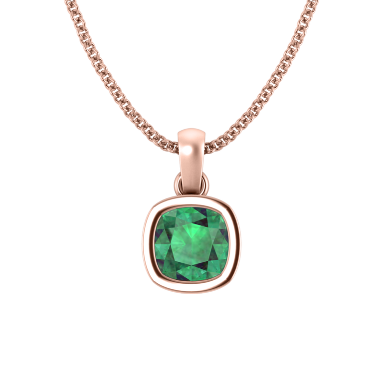 Bezel Emerald Pendant Necklace