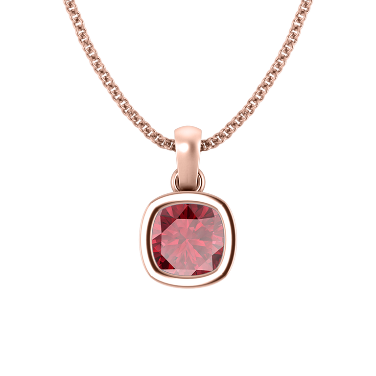 Bezel Ruby Pendant Necklace