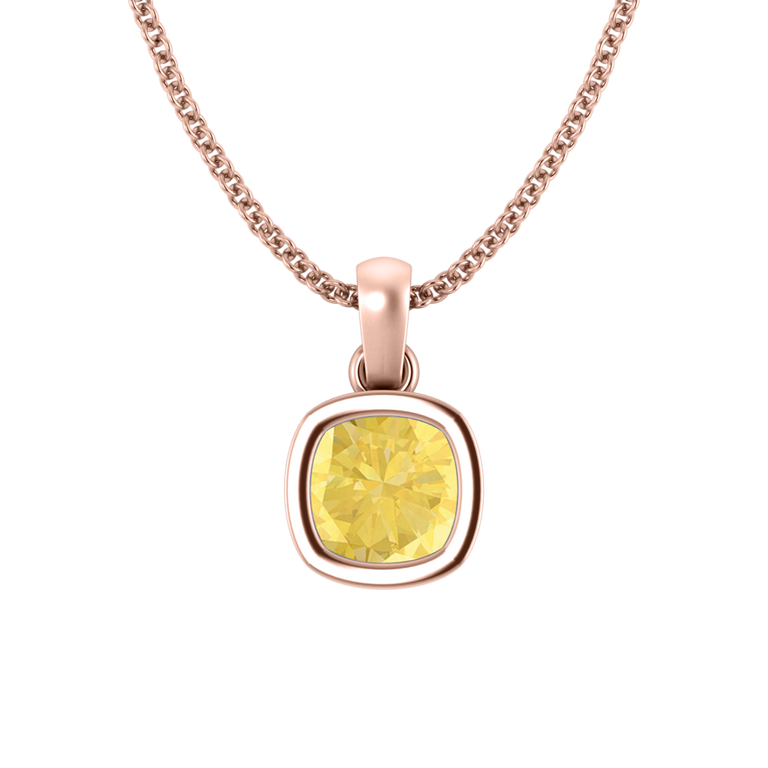 Bezel Yellow Sapphire Pendant Necklace