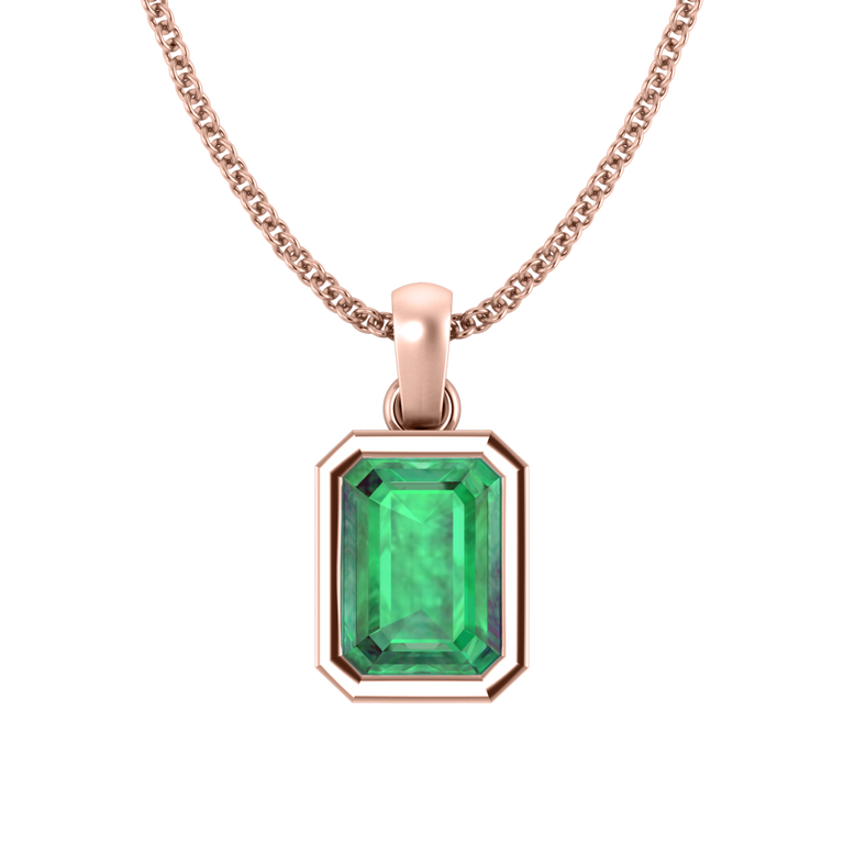 Bezel Emerald Pendant Necklace