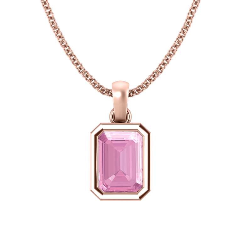 Bezel Pink Sapphire Pendant Necklace