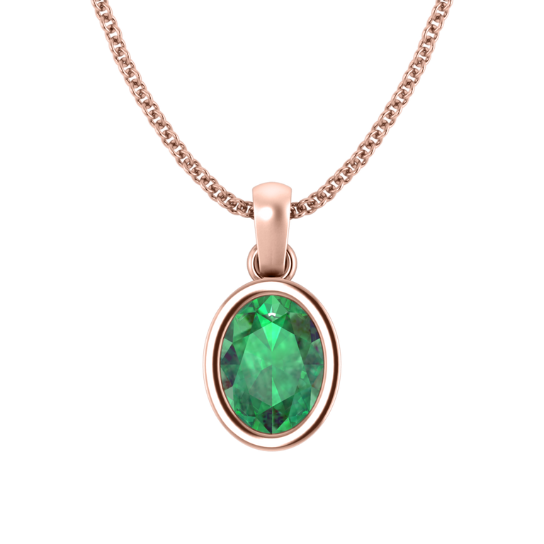 Bezel Emerald Pendant Necklace