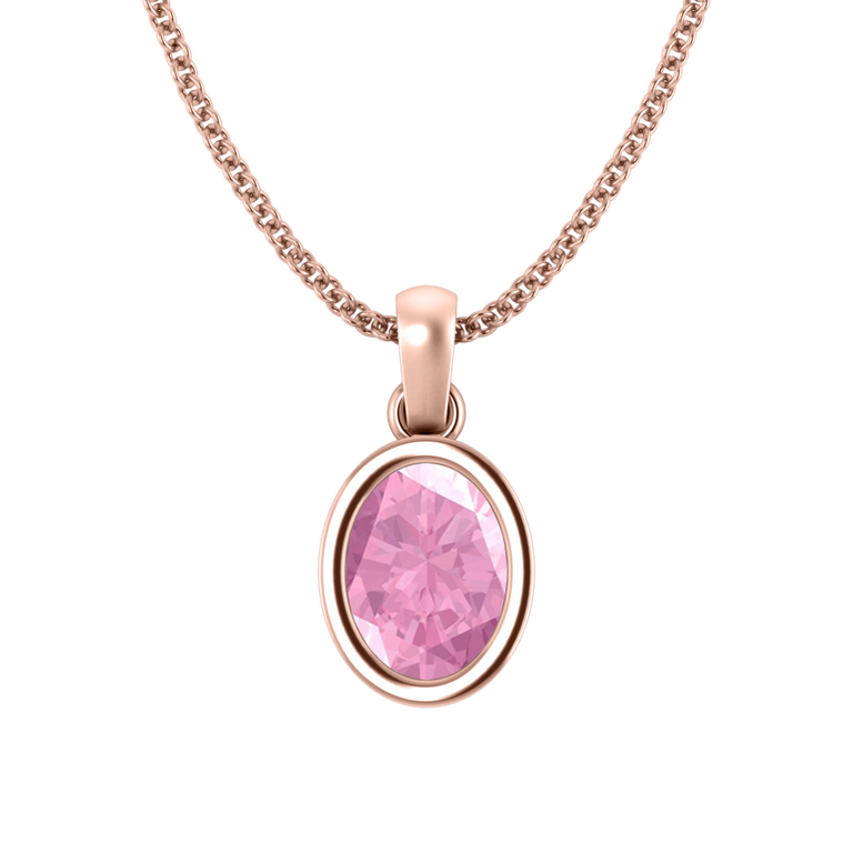 Bezel Pink Sapphire Pendant Necklace