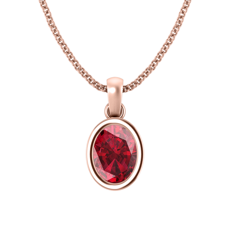 Bezel Ruby Pendant Necklace