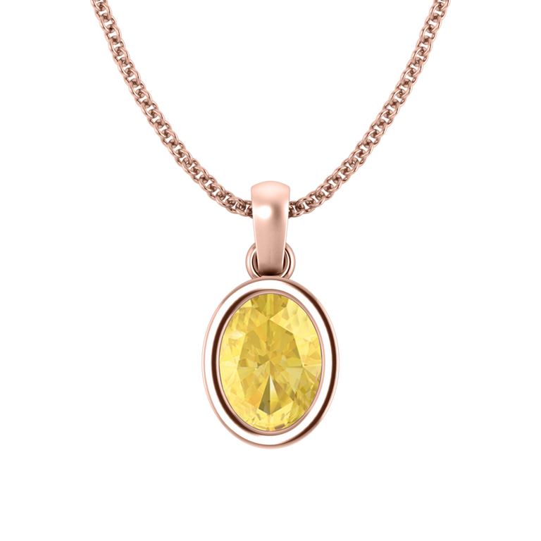 Bezel Yellow Sapphire Pendant Necklace