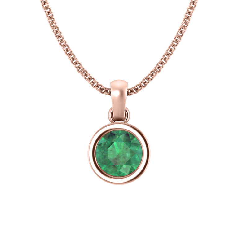 Bezel Emerald Pendant Necklace