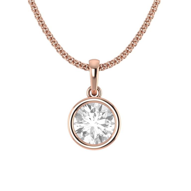 Bezel Solar Diamond Pendant Necklace