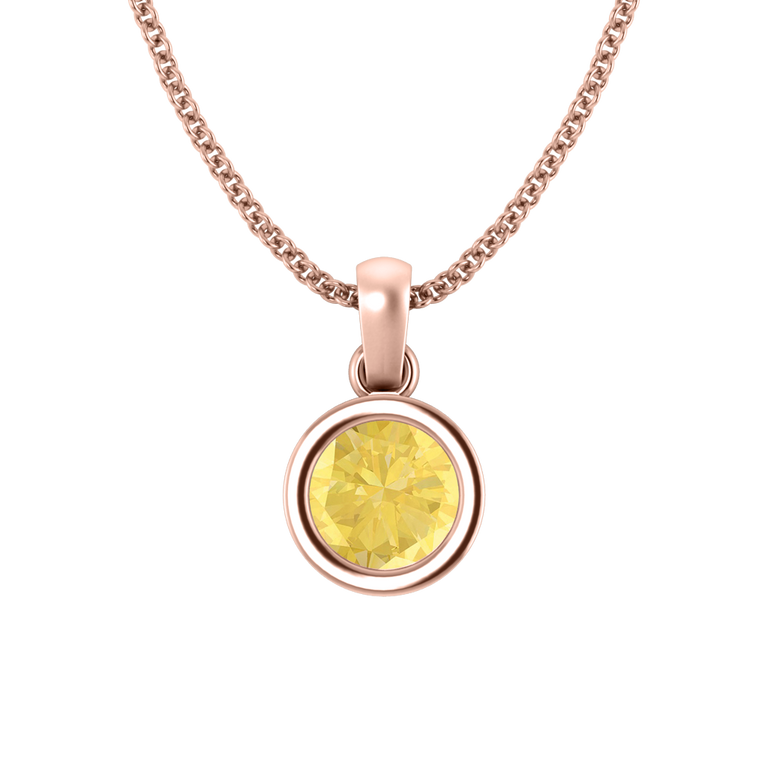 Bezel Yellow Sapphire Pendant Necklace