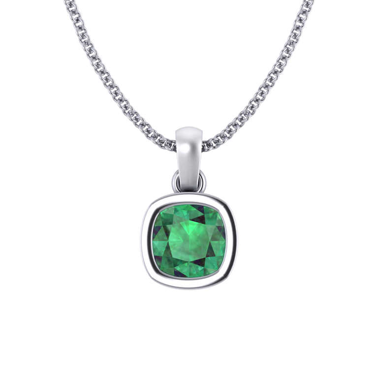 Bezel Emerald Pendant Necklace