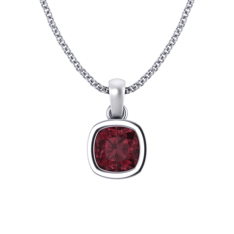 Bezel Garnet Pendant Necklace