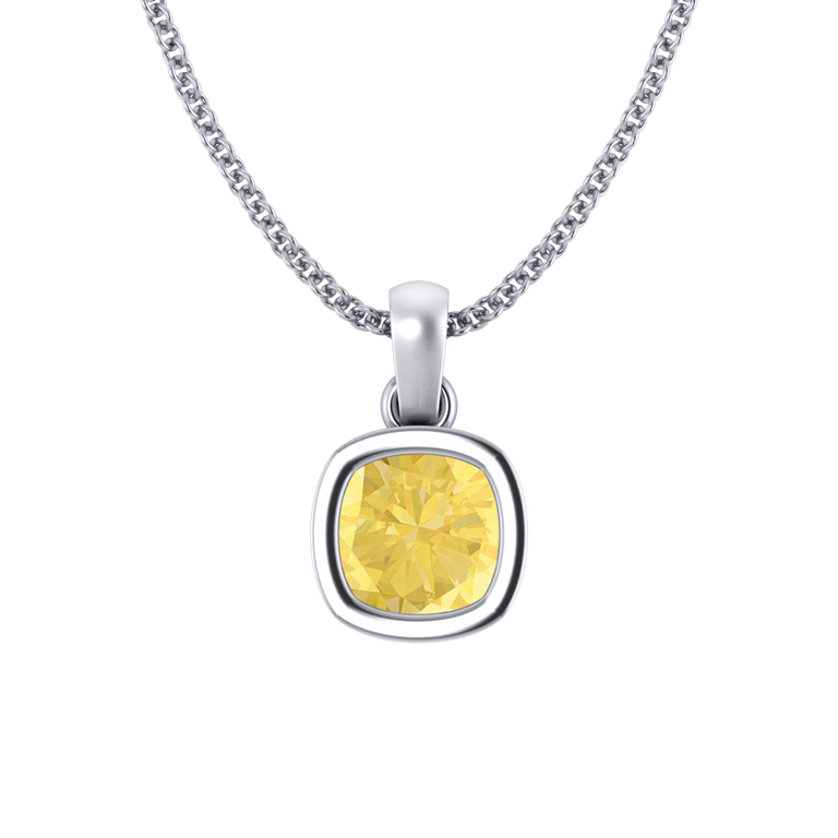 Bezel Yellow Sapphire Pendant Necklace