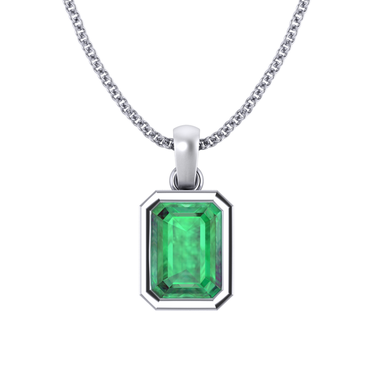 Bezel Emerald Pendant Necklace