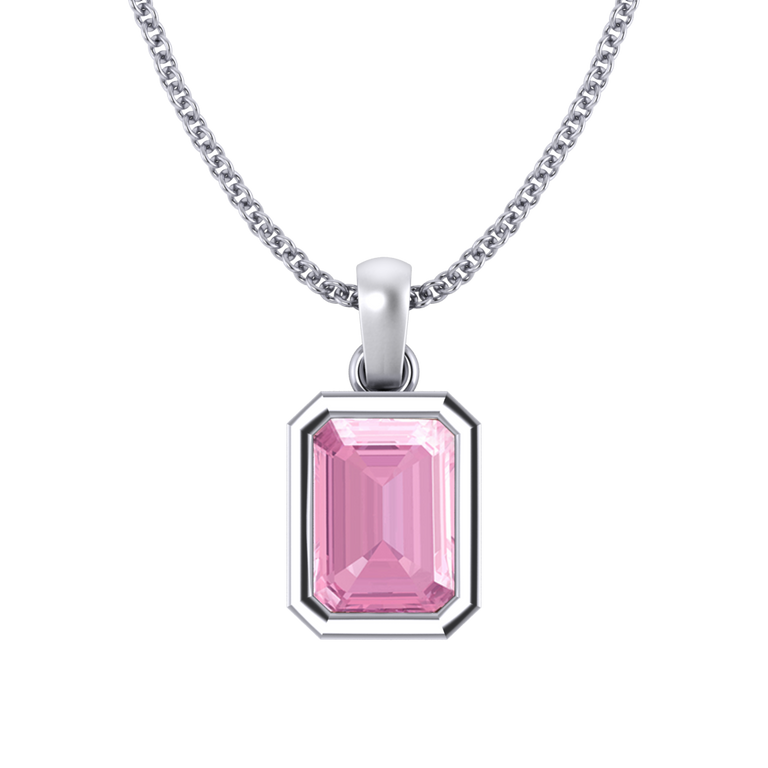 Bezel Pink Sapphire Pendant Necklace