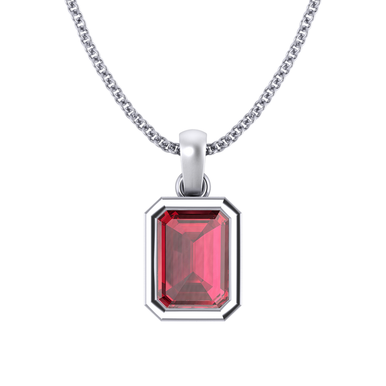 Bezel Ruby Pendant Necklace