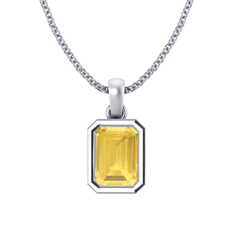 Bezel Yellow Sapphire Pendant Necklace