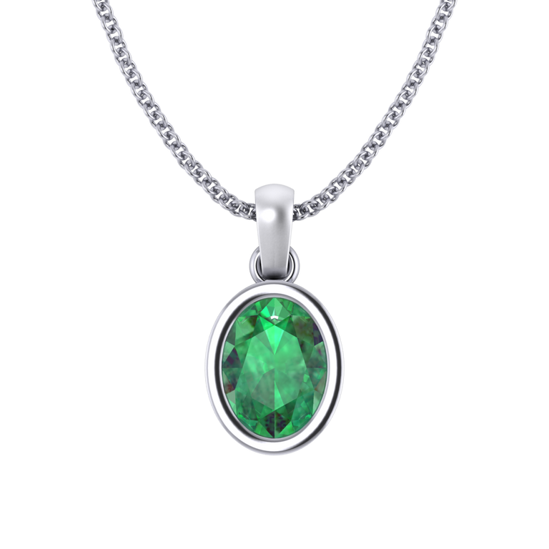 Bezel Emerald Pendant Necklace