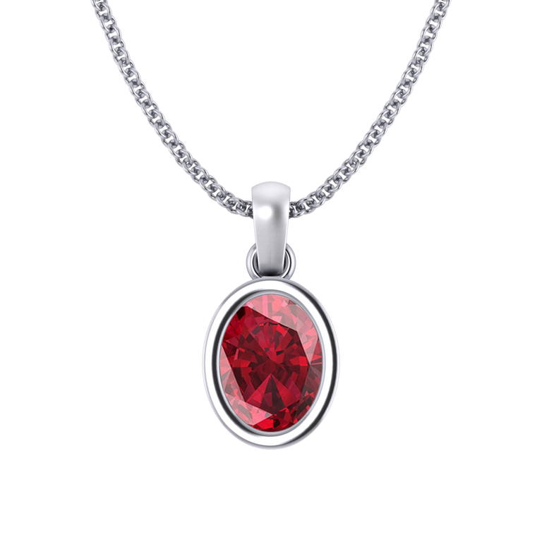 Bezel Ruby Pendant Necklace