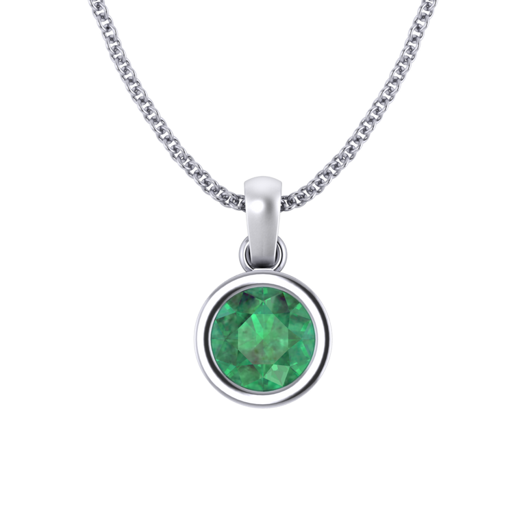 Bezel Emerald Pendant Necklace