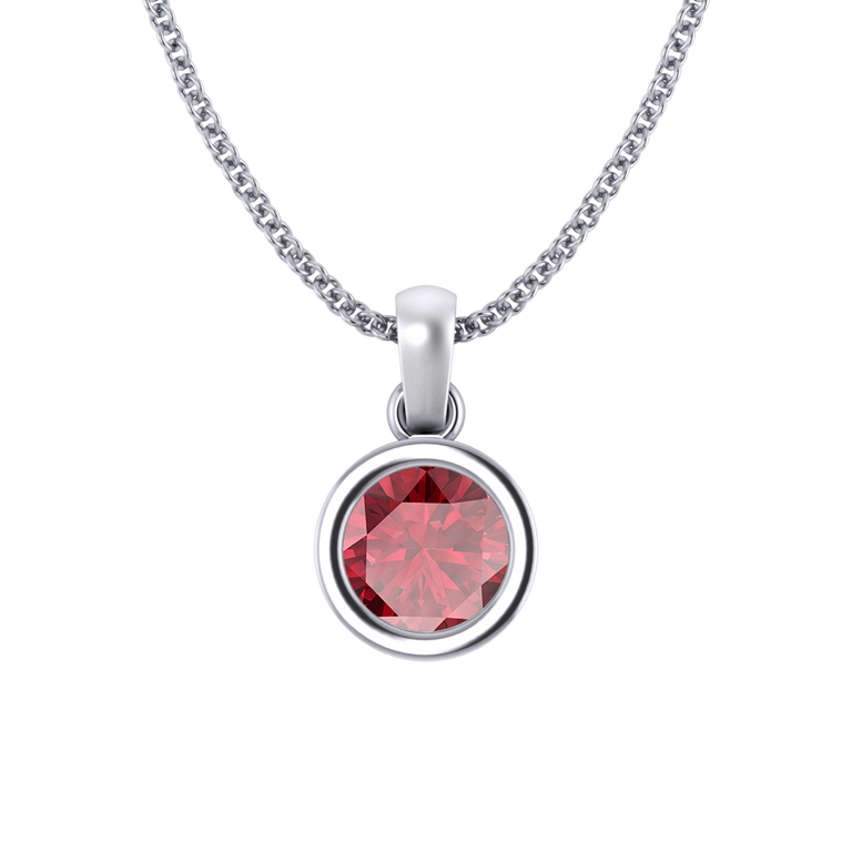 Bezel Ruby Pendant Necklace