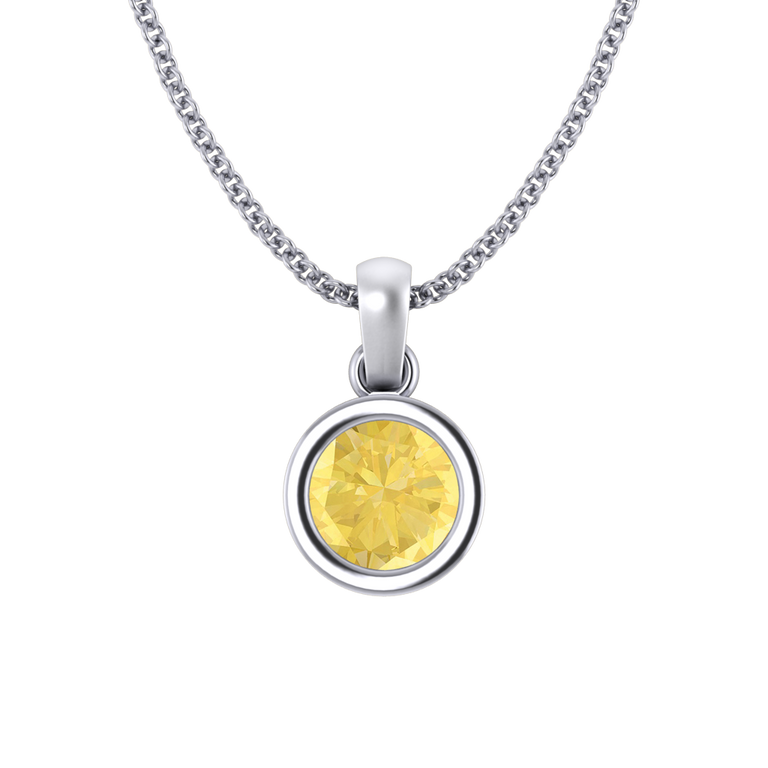 Bezel Yellow Sapphire Pendant Necklace