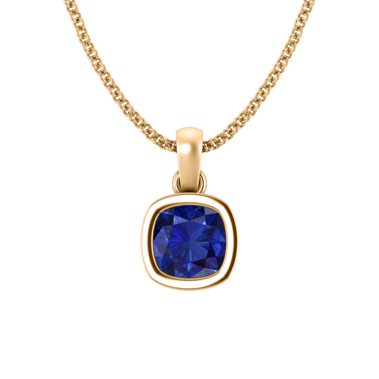 Bezel Blue Sapphire Pendant Necklace