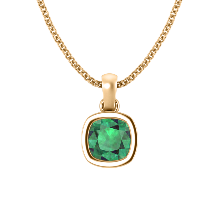 Bezel Emerald Pendant Necklace